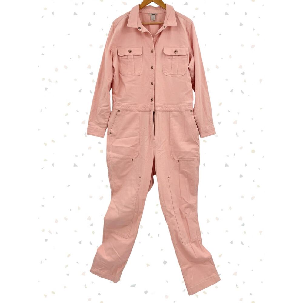 Duluth Trading Pink FireHose Coveralls Utility Girly Workwear Rose Gold Size XL